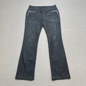 Point Zero Jeans Women's 8 Black Denim Dark Wash Bootcut Relaxed Fit Pull On